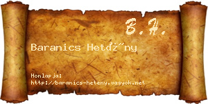 Baranics Hetény névjegykártya